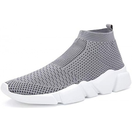 Mens Slip-On Sneakers Breathable Lightweight Athletic Running Shoes Grey